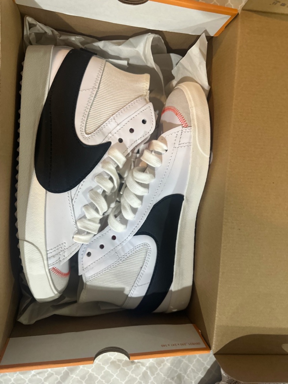 Nike White Black Sneakers with Coral Accent